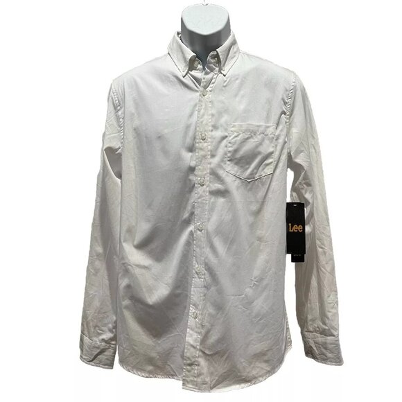 Lee 1889 Button Up Shirt Long Sleeve Men's Size Small White Regular Fit Soft - Picture 1 of 5